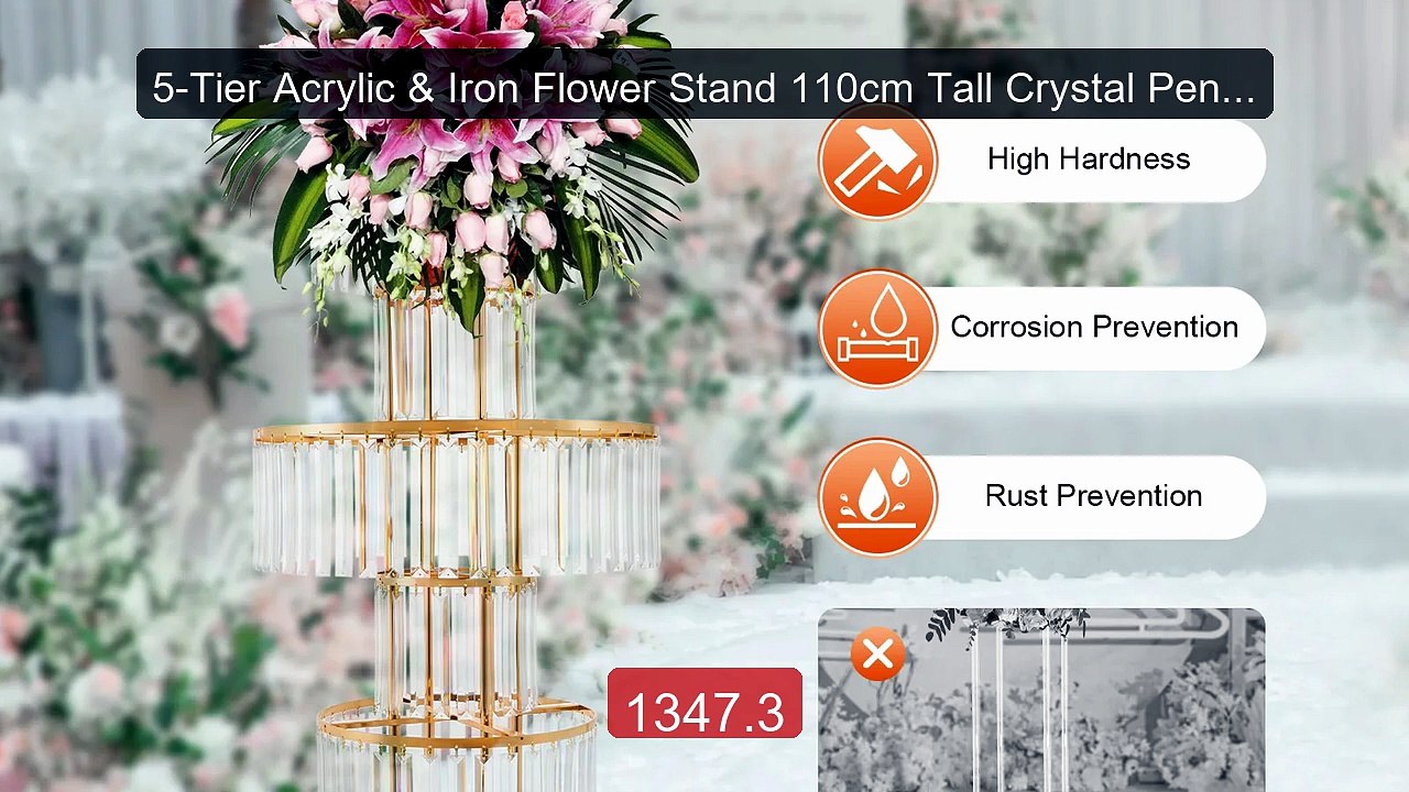 5-Tier Acrylic & Iron Flower Stand 110cm Tall Crystal Pendant Disp... -- Best Deal 2026 | Shop Now!