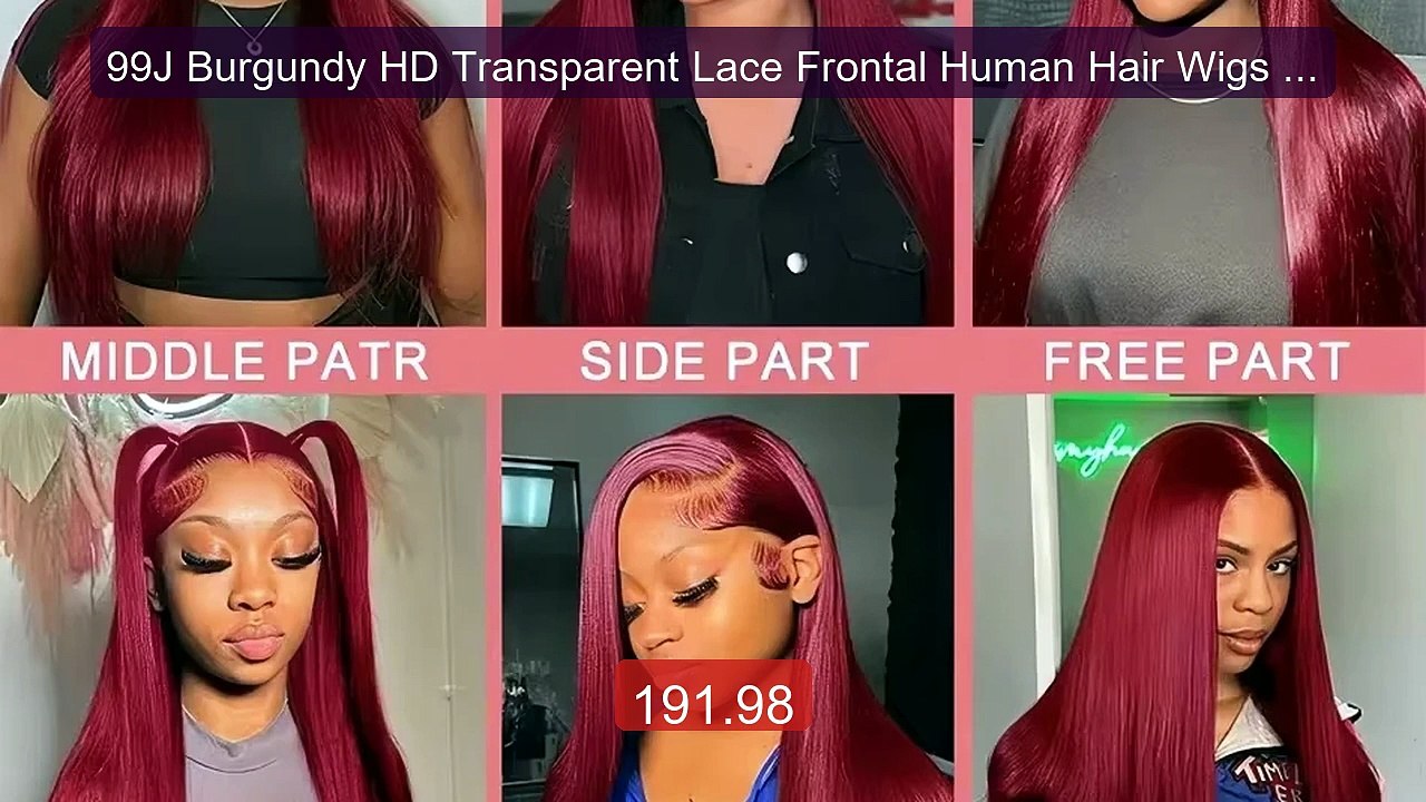 99J Burgundy HD Transparent Lace Frontal Human Hair Wigs Br... -- Top Pick 2026 | Unbeatable Price!