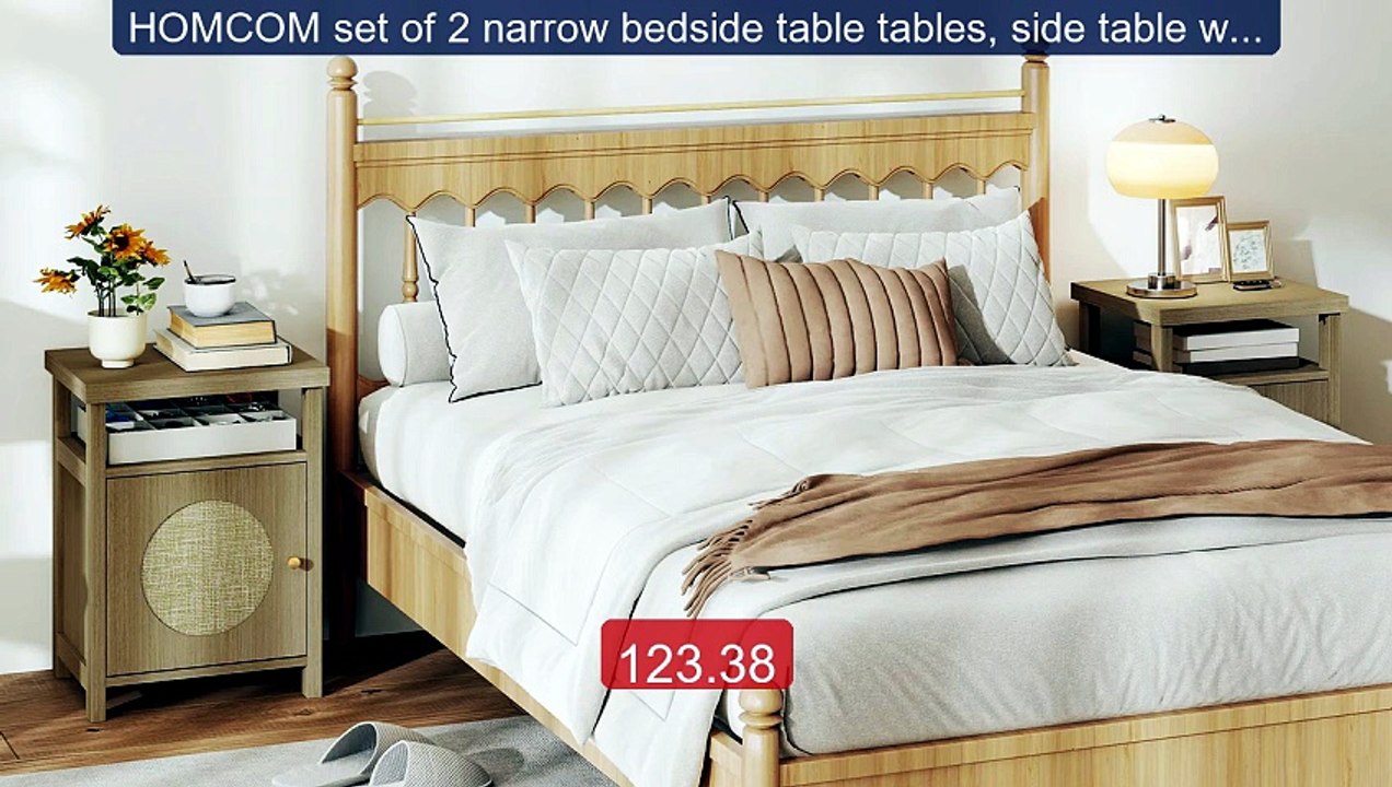 HOMCOM set of 2 narrow bedside table tables, side table with o... -- Best Buy 2026 | Great Quality!