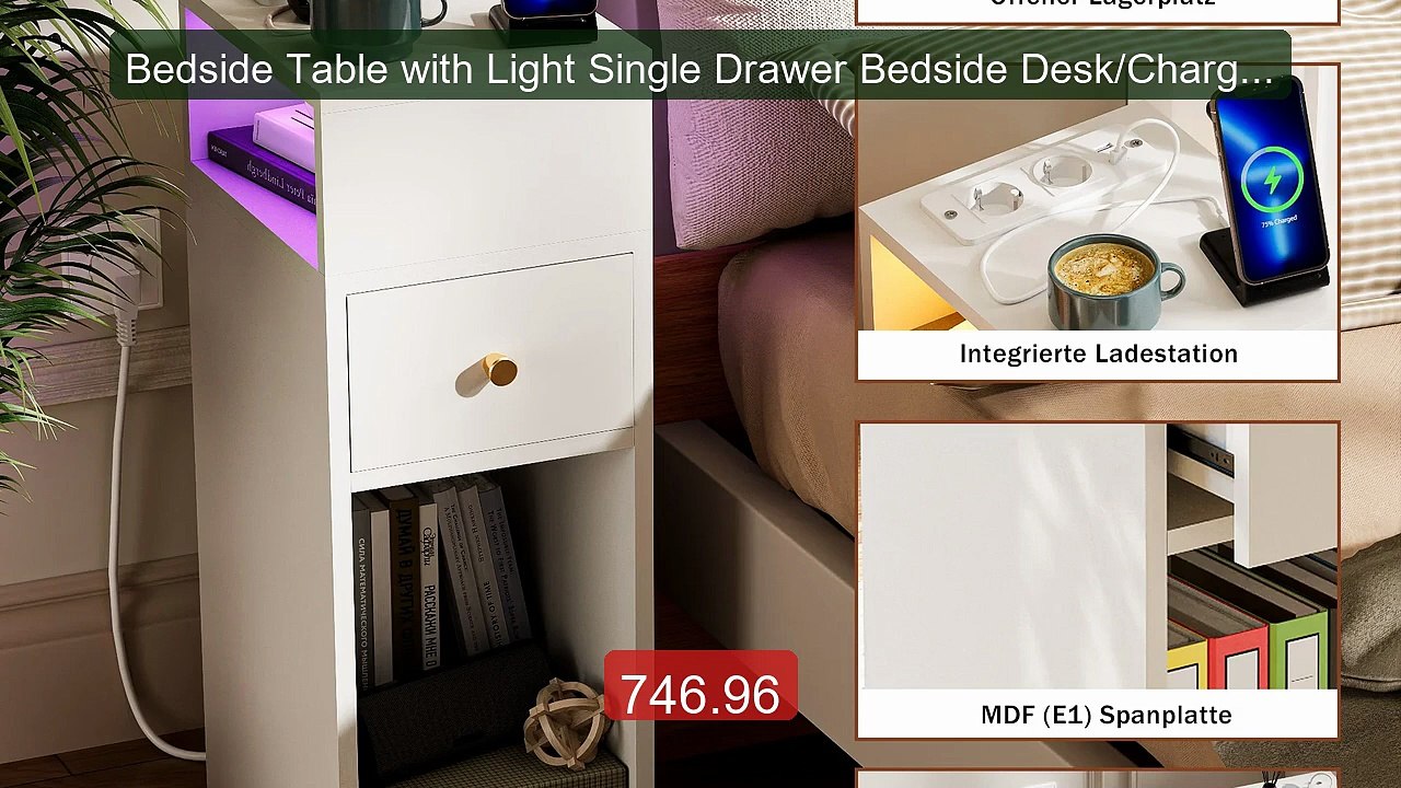 Bedside Table with Light Single Drawer Bedside Desk/Charging Stati... -- Best Deal 2026 | Shop Now!
