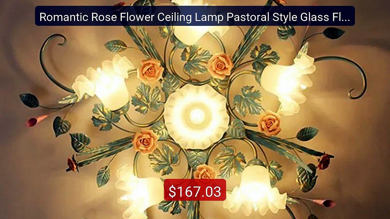 Romantic Rose Flower Ceiling Lamp Pastoral Style Glass Flower Ceil... -- Best Deal 2026 | Shop Now!