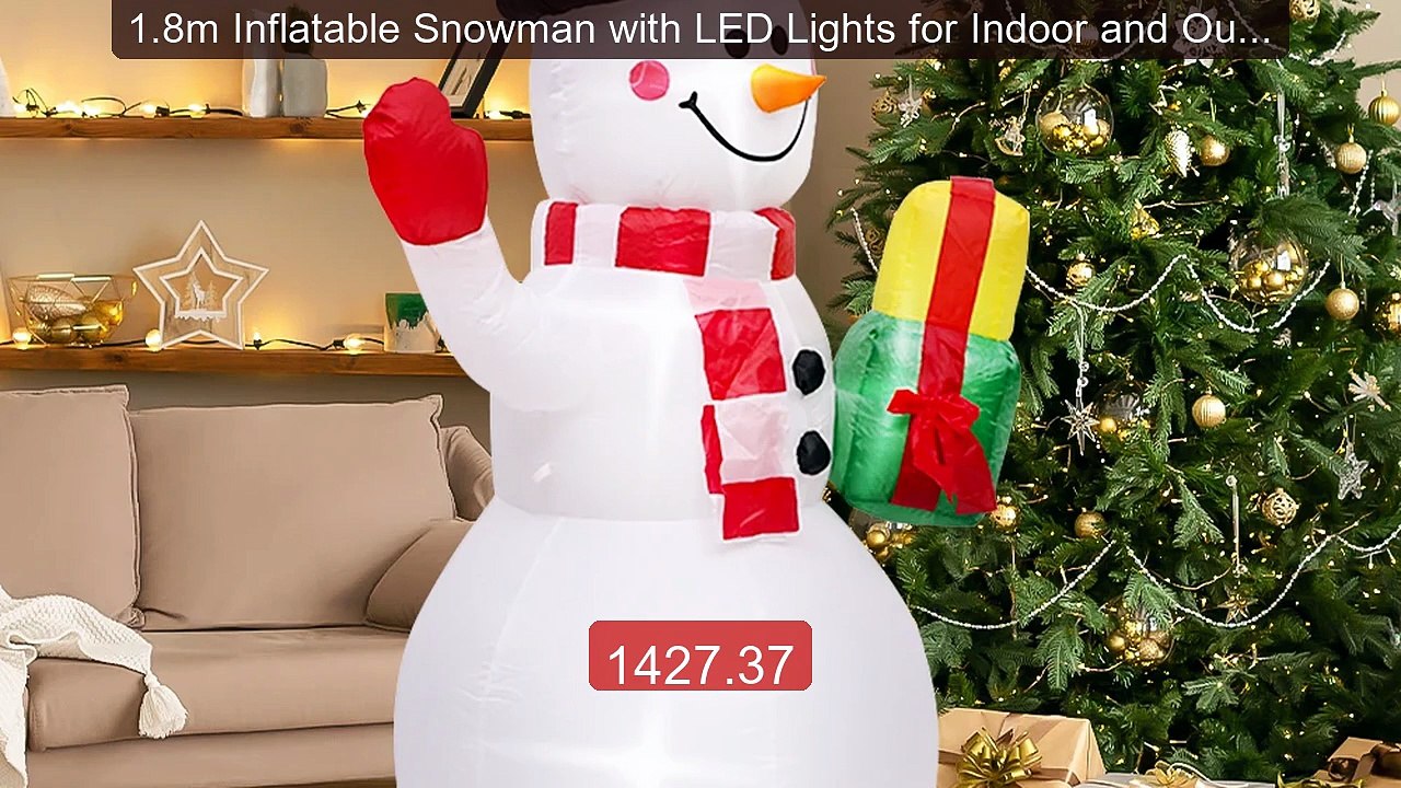 1.8m Inflatable Snowman with LED Lights for Indoor and Outdoor... -- Best Buy 2026 | Great Quality!