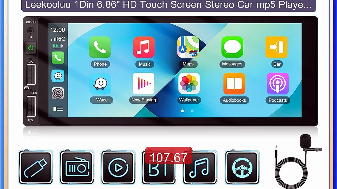 Leekooluu 1Din 6.86" HD Touch Screen Stereo Car mp5 Player Blu... -- Hot Deal 2026 | Limited Offer!