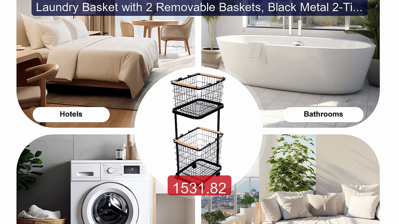 Laundry Basket with 2 Removable Baskets, Black Metal 2-Tier L... -- Amazing Value 2026 | Must Have!