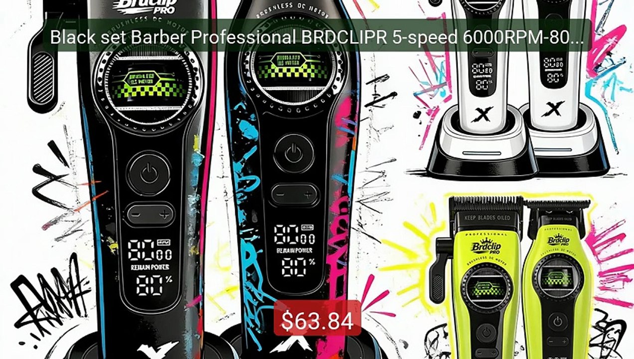 Black set Barber Professional BRDCLIPR 5-speed 6000RPM-8000RPM Hai... -- Best Deal 2026 | Shop Now!