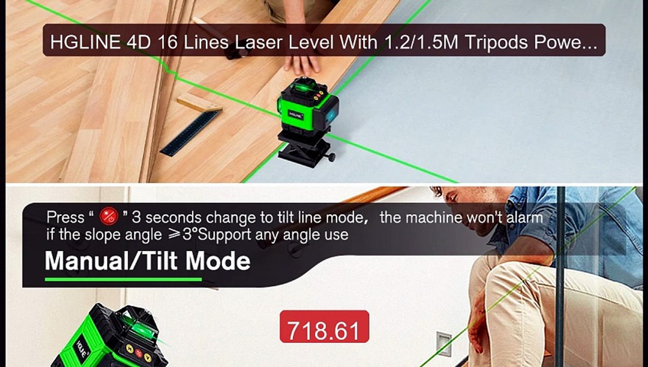 HGLINE 4D 16 Lines Laser Level With 1.2/1.5M Tripods Power Dis... -- Best Buy 2026 | Great Quality!