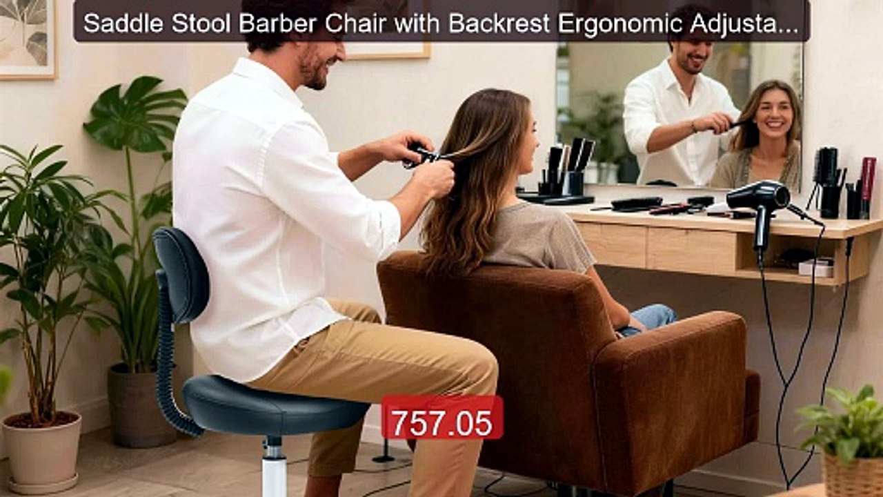 Saddle Stool Barber Chair with Backrest Ergonomic Adjustable Swivel... -- Top Rated 2026 | Buy Now!