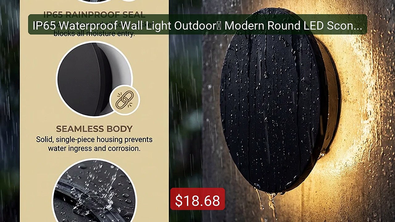 IP65 Waterproof Wall Light Outdoor， Modern Round LED Sconce... -- Top Pick 2026 | Unbeatable Price!