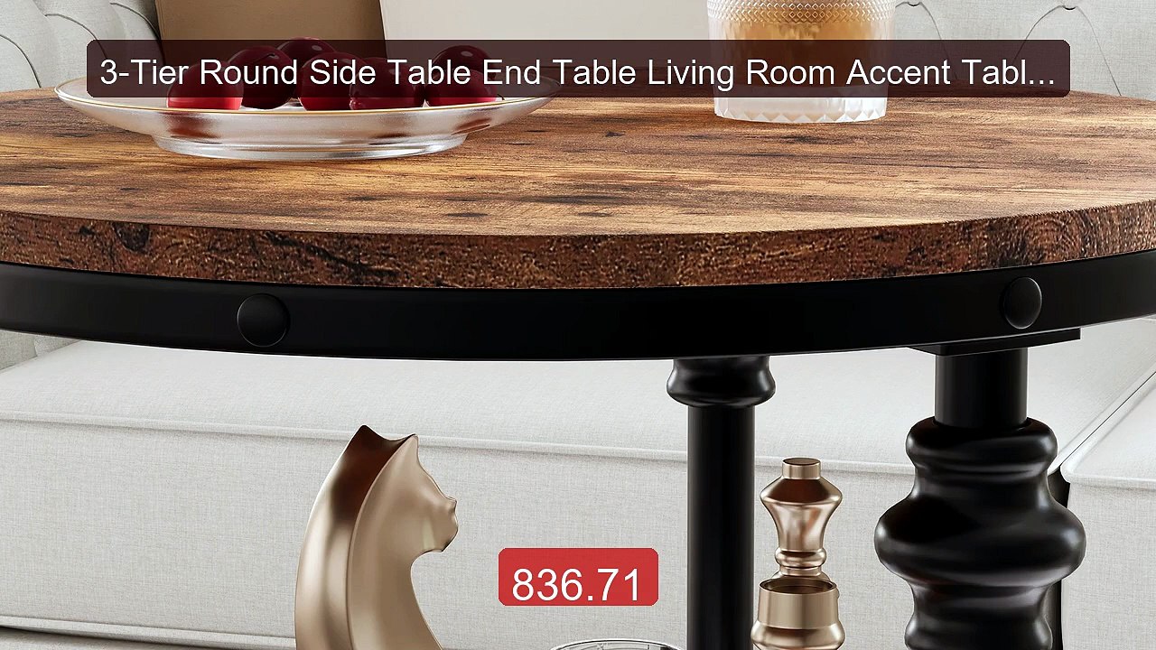 3-Tier Round Side Table End Table Living Room Accent Table wit... -- Best Buy 2026 | Great Quality!