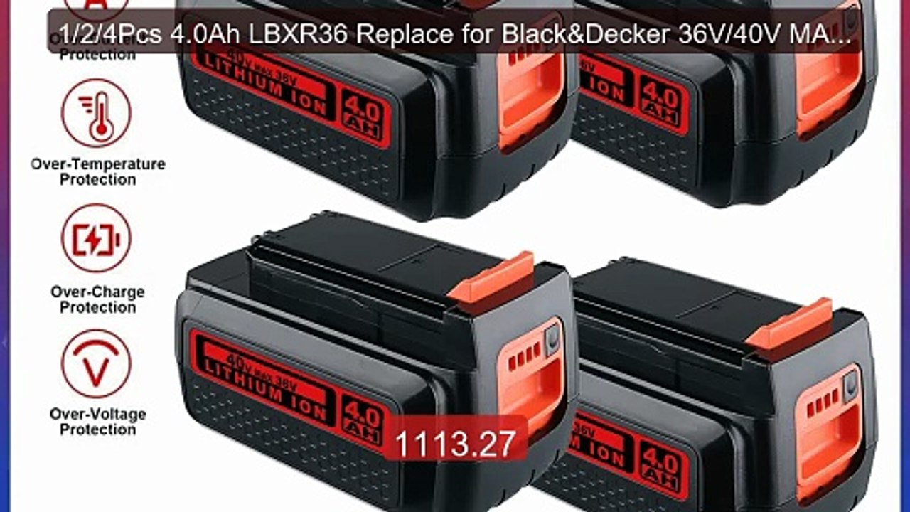 1/2/4Pcs 4.0Ah LBXR36 Replace for Black&Decker 36V/40V MAX  Li-on B... -- Top Rated 2026 | Buy Now!