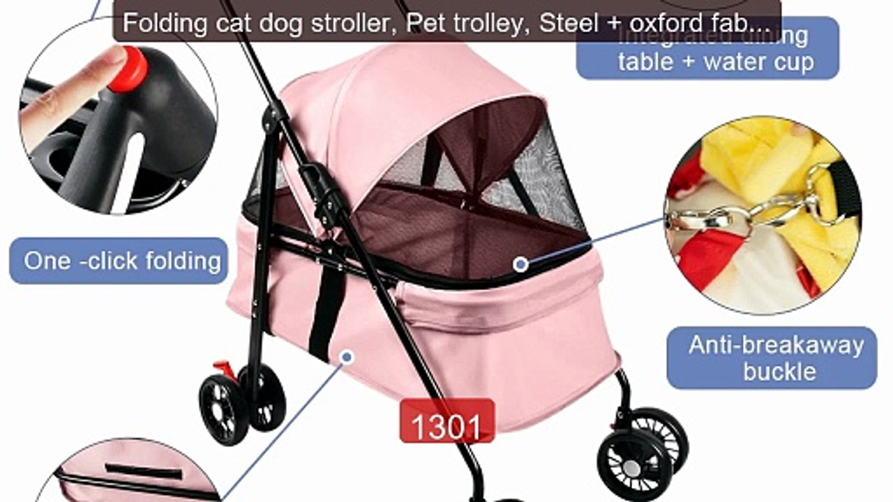 Folding cat dog stroller, Pet trolley, Steel + oxford fabric, ... -- Hot Deal 2026 | Limited Offer!