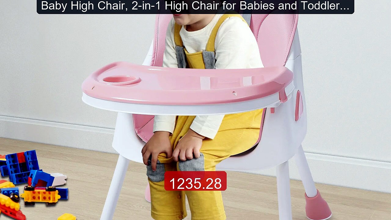 Baby High Chair, 2-in-1 High Chair for Babies a...