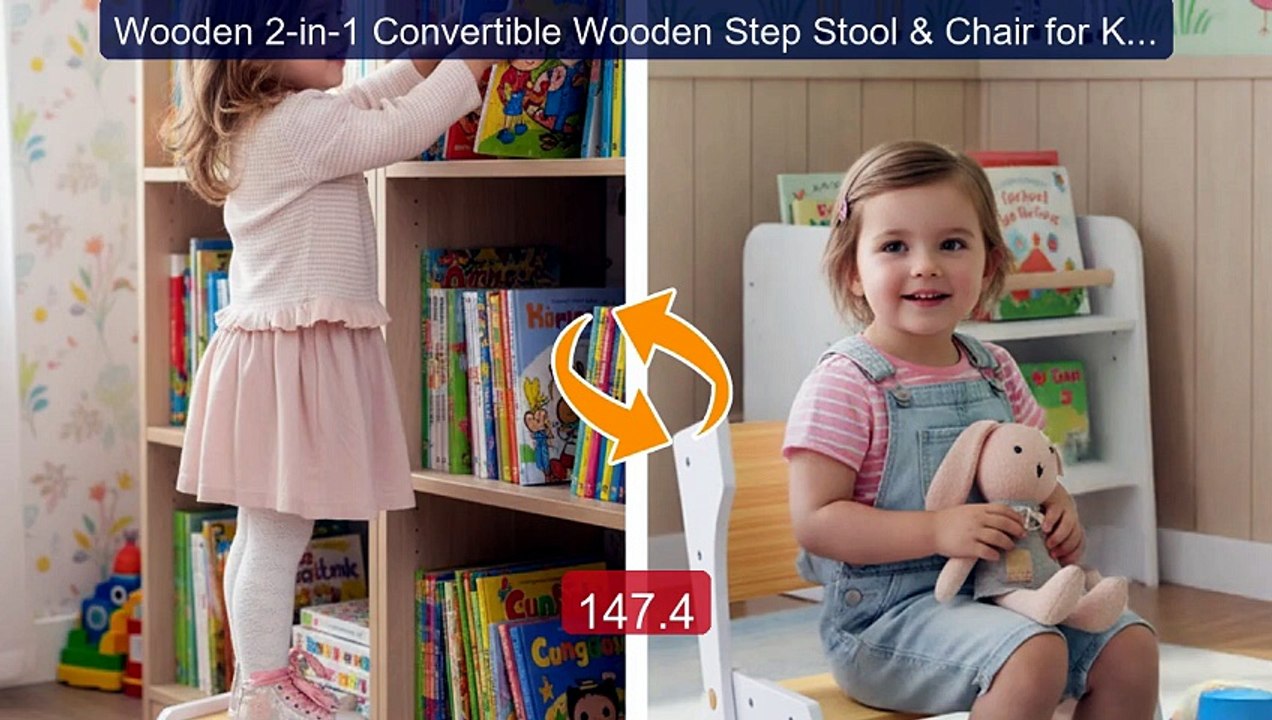 Wooden 2-in-1 Convertible Wooden Step Stool & Chair for Kids, Suita... -- Top Rated 2026 | Buy Now!