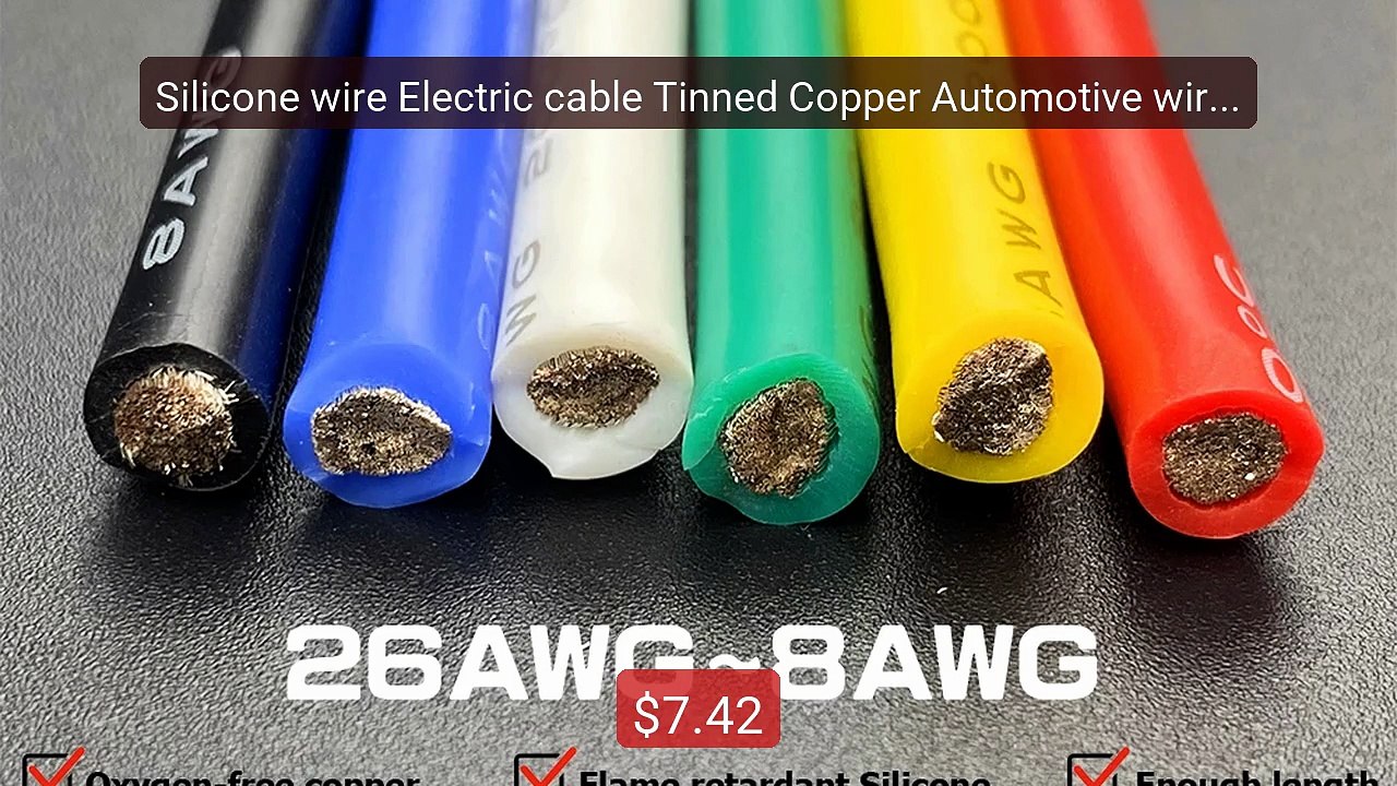 Silicone wire Electric cable Tinned Copper Auto...