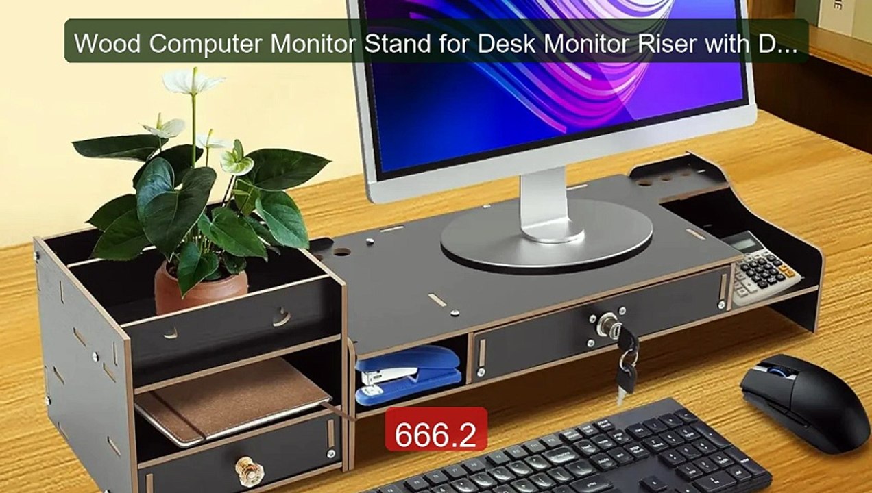 Wood Computer Monitor Stand for Desk Monitor Riser with Drawe... -- Amazing Value 2026 | Must Have!