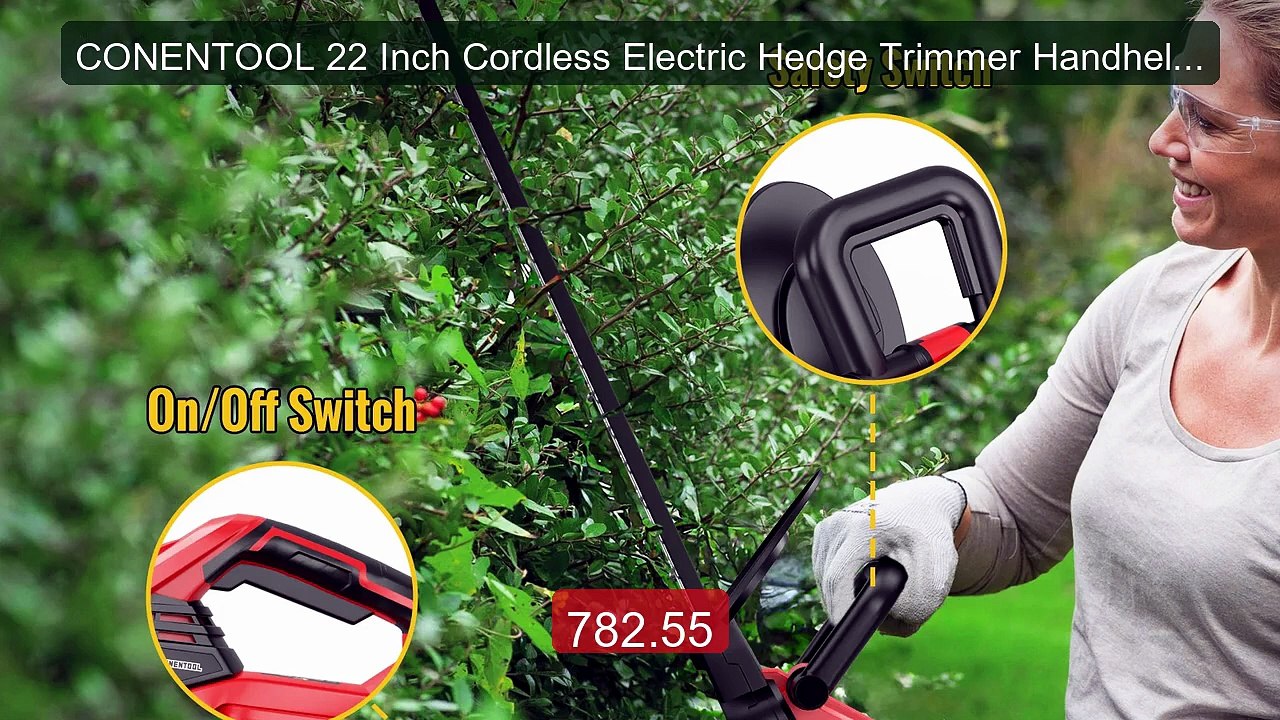 CONENTOOL 22 Inch Cordless Electric Hedge Trimmer Handheld 56cm La... -- Best Deal 2026 | Shop Now!