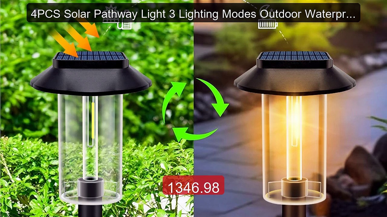 4PCS Solar Pathway Light 3 Lighting Modes Outdo...