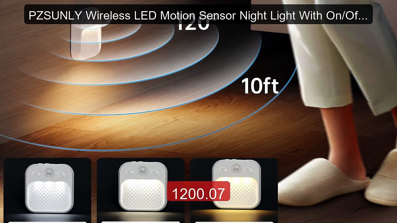PZSUNLY Wireless LED Motion Sensor Night Light With On/Off ... -- Top ...