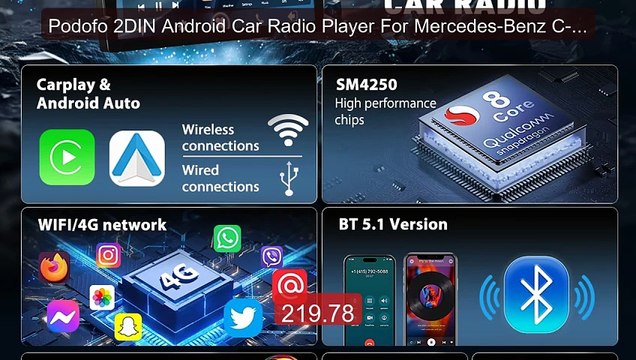 Podofo 2DIN Android Car Radio Player For Mercedes-Benz C-Class... Hot Deal 2026 | Limited Offer!