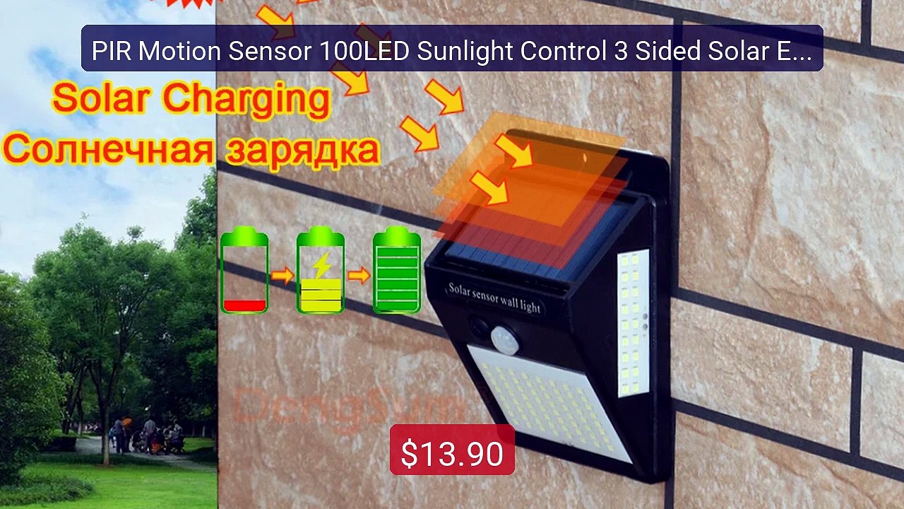 PIR Motion Sensor 100LED Sunlight Control 3 Sided Solar Energy Stre... -- Top Rated 2026 | Buy Now!