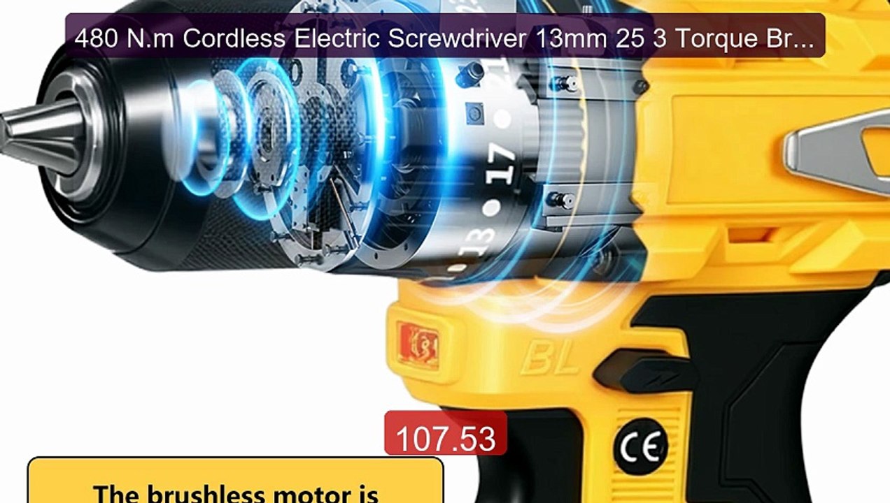 480 N.m Cordless Electric Screwdriver 13mm 25 3 Torque Brushl... -- Amazing Value 2026 | Must Have!