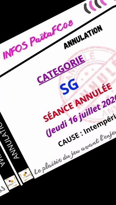 !!! ANNULATION SÉANCES DU JEUDI 16.07.2026 !!!