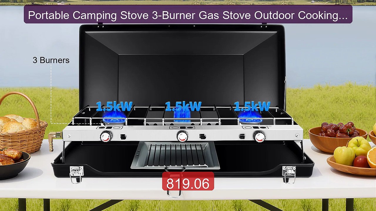 Portable Camping Stove 3-Burner Gas Stove Outdoor Cooking Stove Pr... -- Best Deal 2026 | Shop Now!