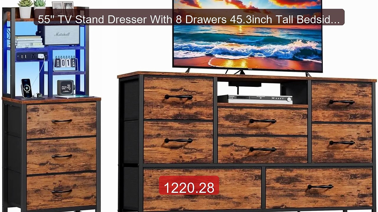 55'' TV Stand Dresser With 8 Drawers 45.3inch Tall Bedside ... -- Top Pick 2026 | Unbeatable Price!