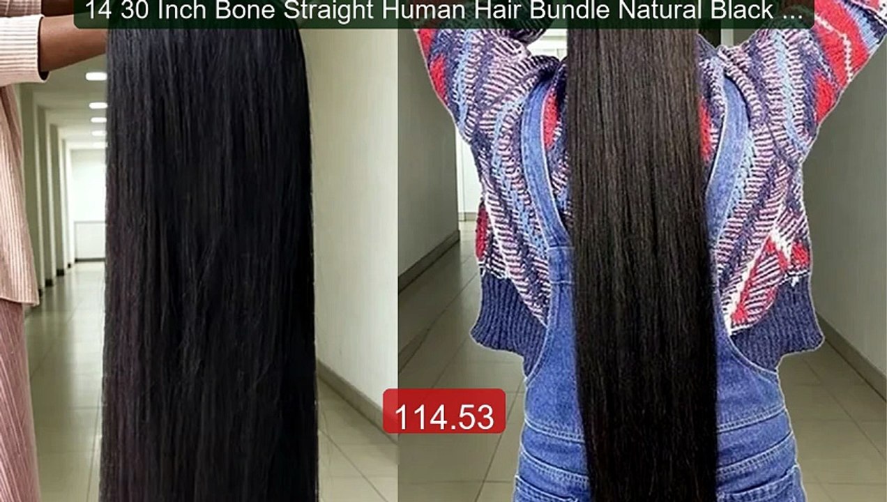 14 30 Inch Bone Straight Human Hair Bundle Natural Black Brazilian ...