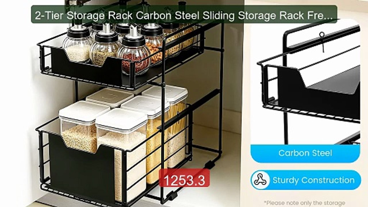2-Tier Storage Rack Carbon Steel Sliding Storage Rack Freestanding ... -- Top Rated 2026 | Buy Now!