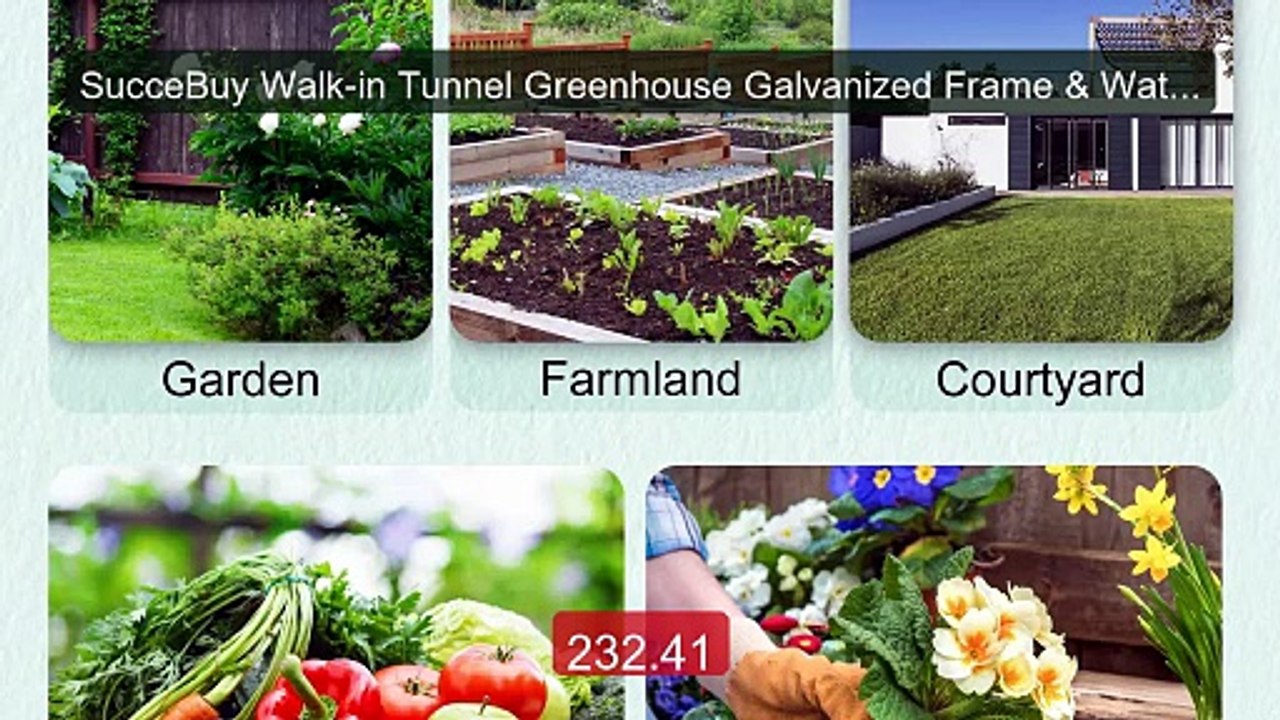 SucceBuy Walk-in Tunnel Greenhouse Galvanized F...