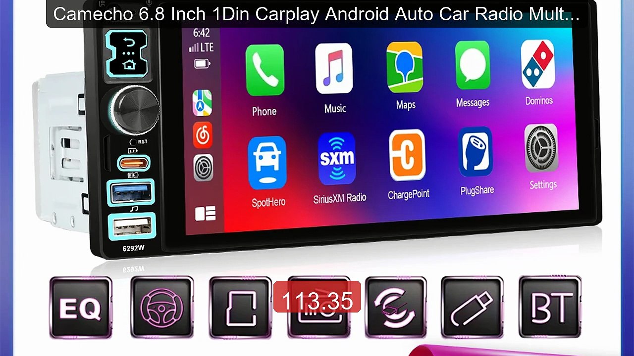Camecho 6.8 Inch 1Din Carplay Android Auto Car Radio Multimedi... -- Hot Deal 2026 | Limited Offer!