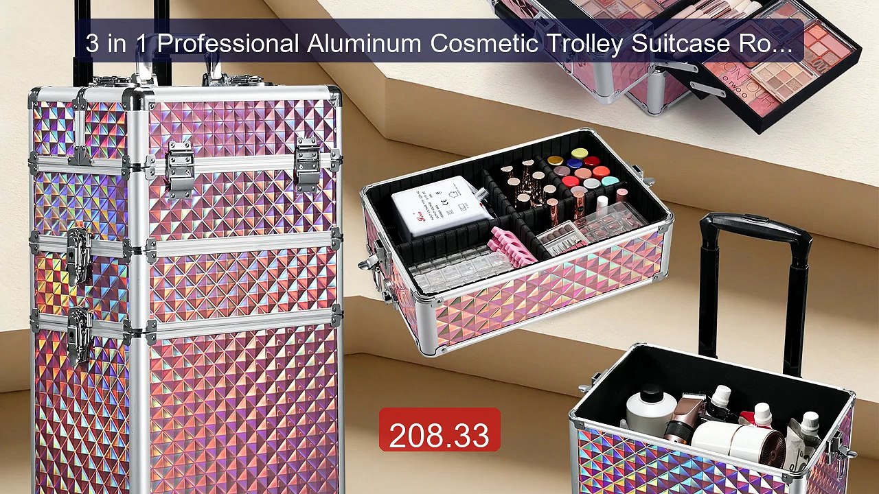 3 in 1 Professional Aluminum Cosmetic Trolley Suitcase Rolling Mak... -- Best Deal 2026 | Shop Now!