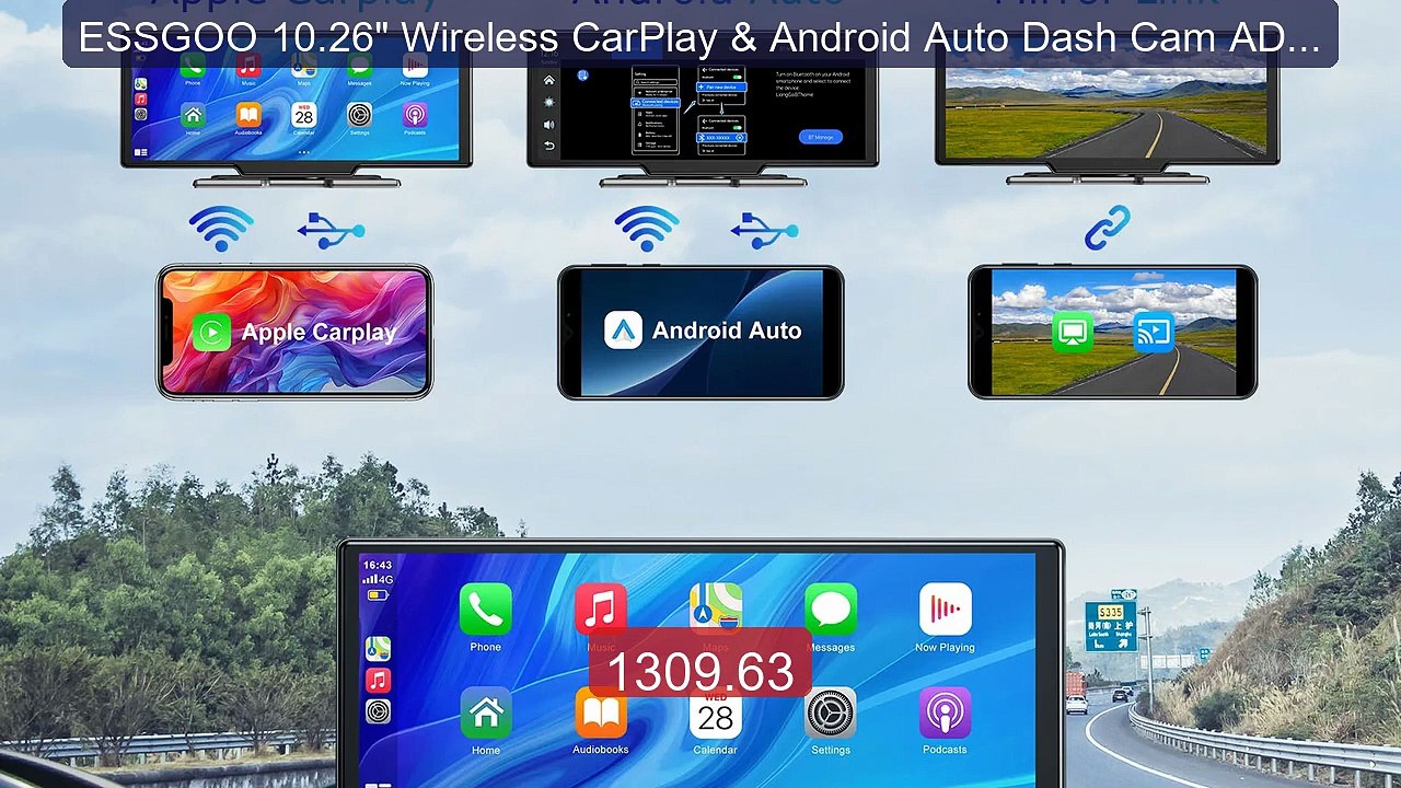 ESSGOO 10.26" Wireless CarPlay & Android Auto Dash Cam ADAS 4K DVR ... -- Top Rated 2026 | Buy Now!