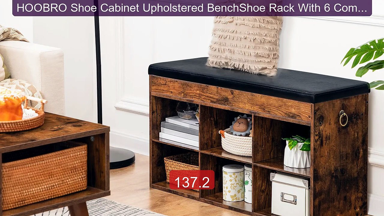 HOOBRO Shoe Cabinet Upholstered BenchShoe Rack With 6 Compart... -- Amazing Value 2026 | Must Have!