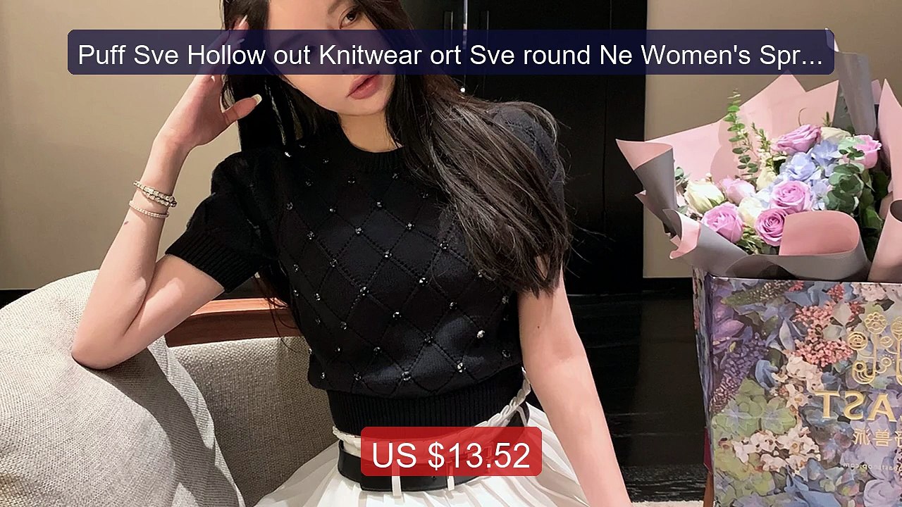 Puff Sve Hollow out Knitwear ort Sve round Ne Women's Spring Faion... -- Best Deal 2026 | Shop Now!