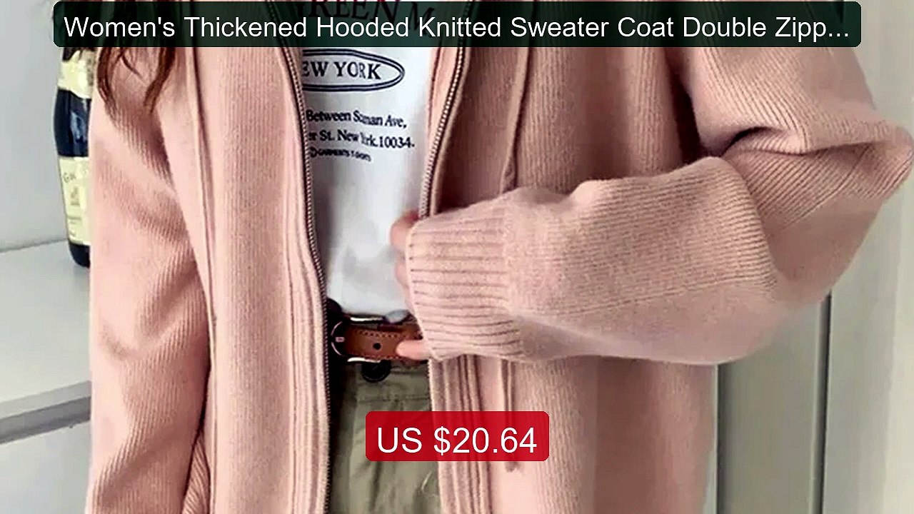 Women's Thickened Hooded Knitted Sweater Coat Double Zipper... -- Top Pick 2026 | Unbeatable Price!