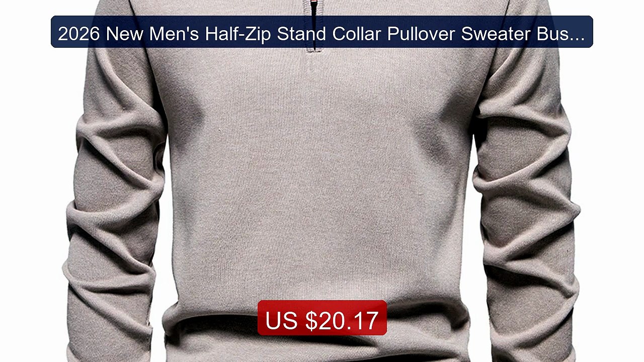 2026 New Men's Half-Zip Stand Collar Pullover Sweater Business Cas... -- Best Deal 2026 | Shop Now!