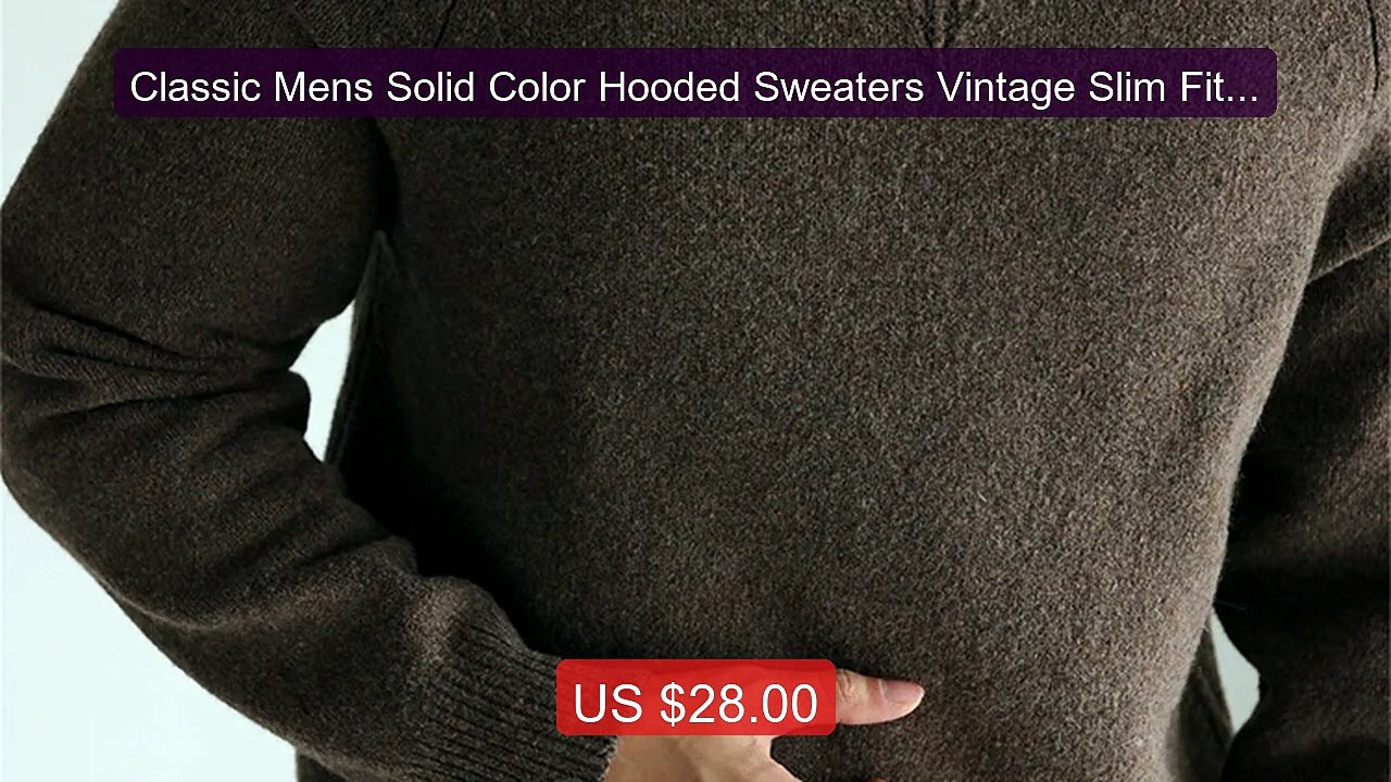 Classic Mens Solid Color Hooded Sweaters Vintage Slim Fit Elas... -- Hot Deal 2026 | Limited Offer!