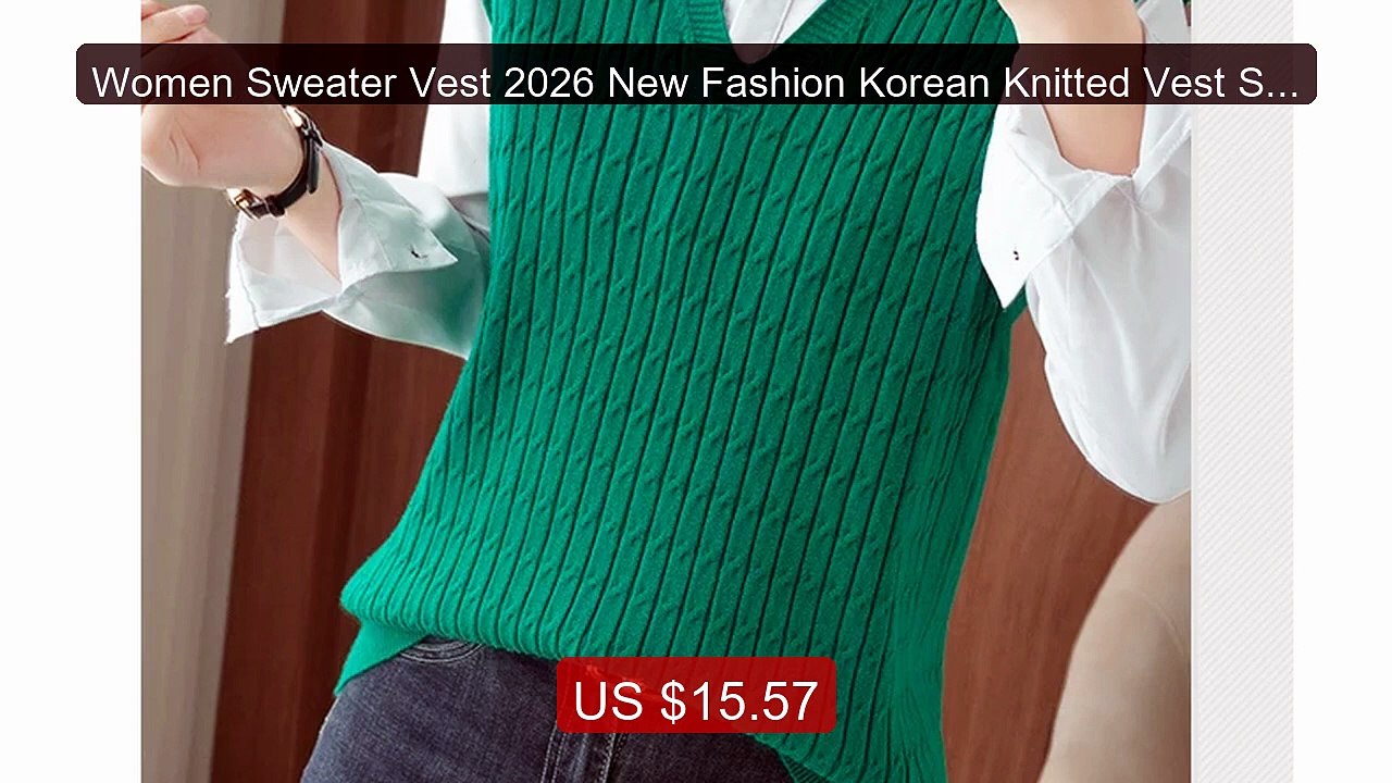 Women Sweater Vest 2026 New Fashion Korean Knitted Vest Solid... -- Amazing Value 2026 | Must Have!