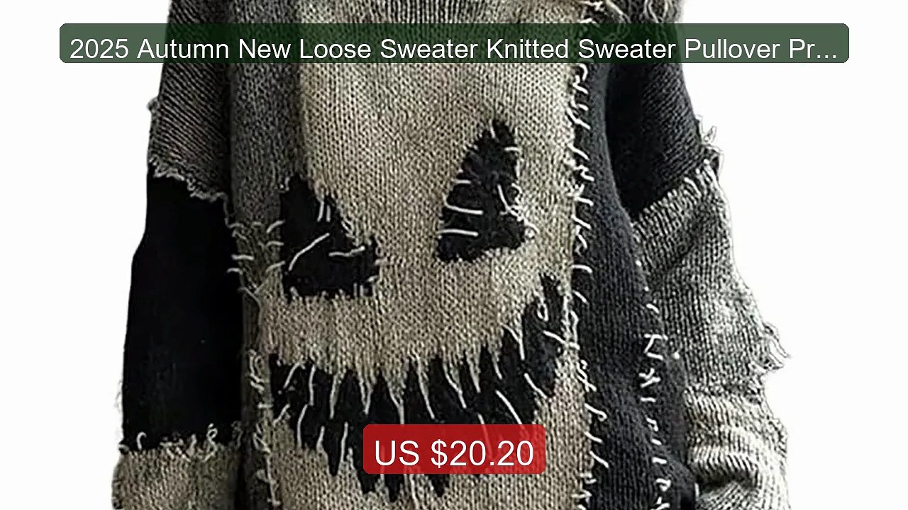 2025 Autumn New Loose Sweater Knitted Sweater Pullover Printe... -- Amazing Value 2026 | Must Have!