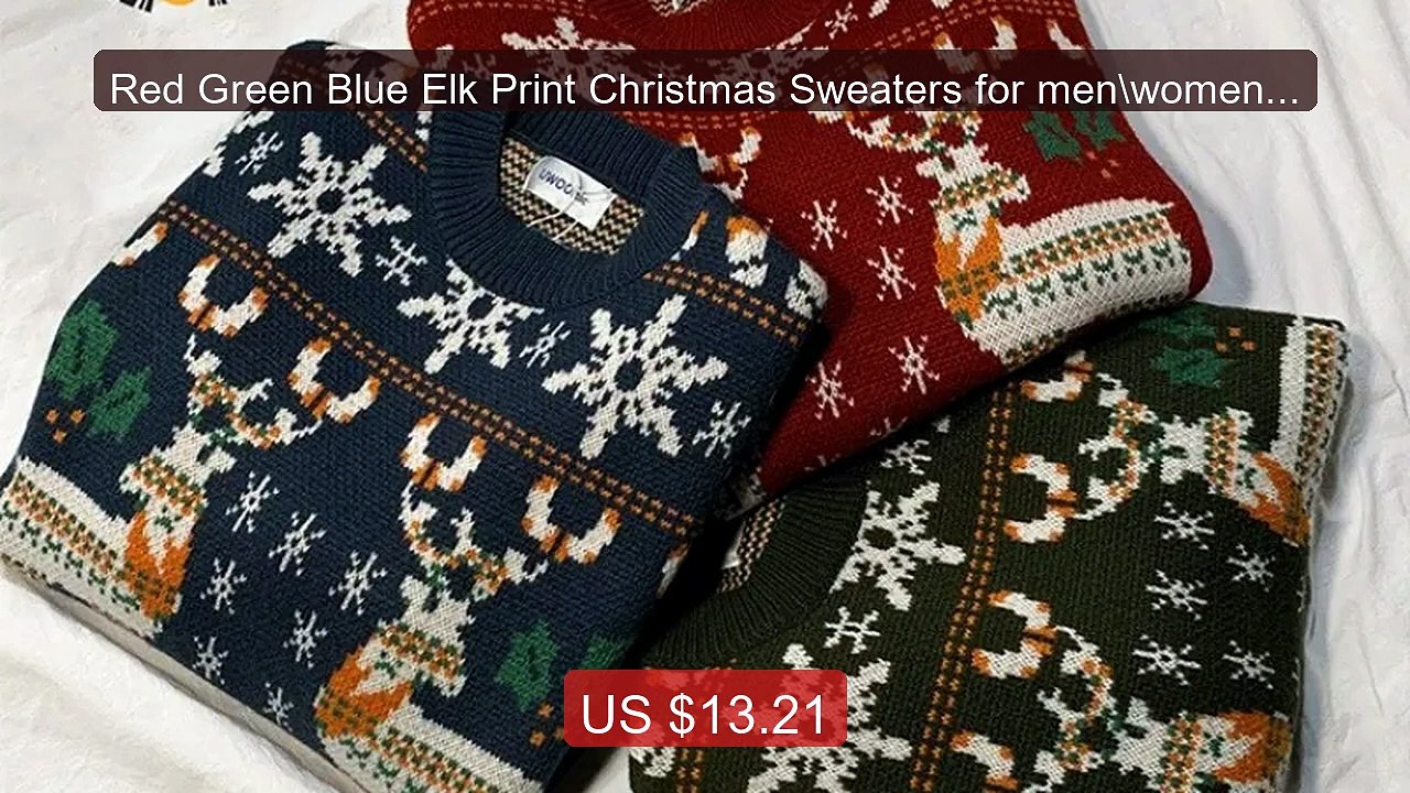 Red Green Blue Elk Print Christmas Sweaters for men\women 2024... -- Hot Deal 2026 | Limited Offer!