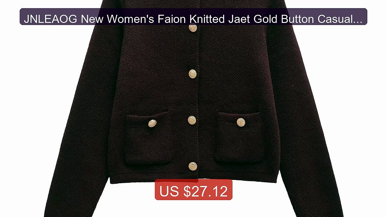 JNLEAOG New Women's Faion Knitted Jaet Gold Button Casual S... -- Top Pick 2026 | Unbeatable Price!