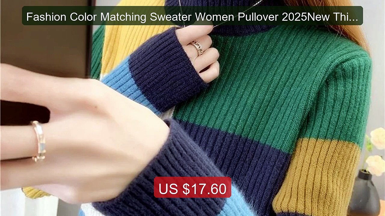 Fashion Color Matching Sweater Women Pullover 2025New Thicke Warm ... -- Best Deal 2026 | Shop Now!
