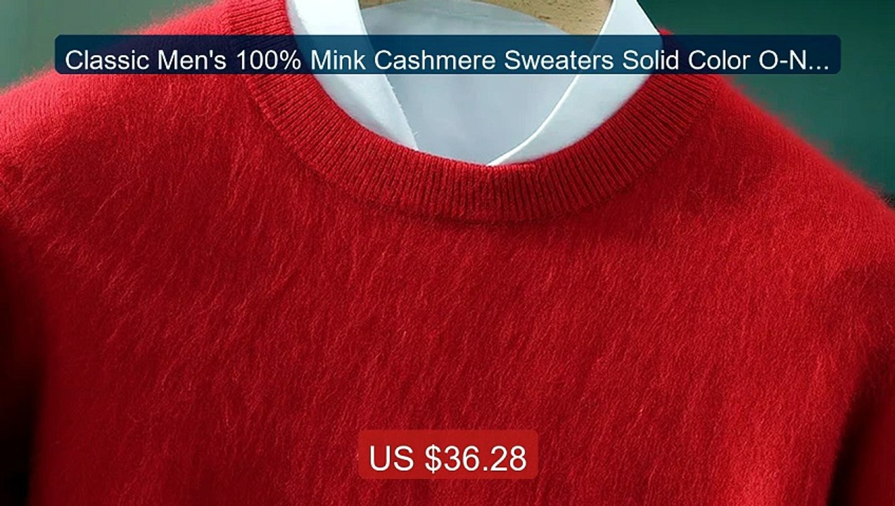 Classic Men's 100% Mink Cashmere Sweaters Solid Color O-Nec... -- Top Pick 2026 | Unbeatable Price!
