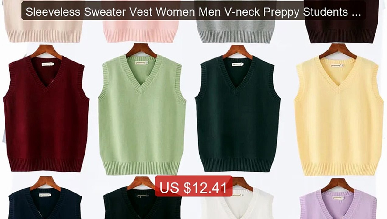 Sleeveless Sweater Vest Women Men V-neck Preppy Students Boys... -- Amazing Value 2026 | Must Have!