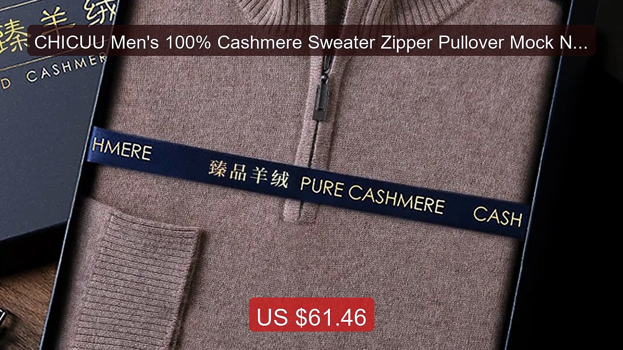 CHICUU Men's 100% Cashmere Sweater Zipper Pullover Mock Neck Long ... -- Best Deal 2026 | Shop Now!