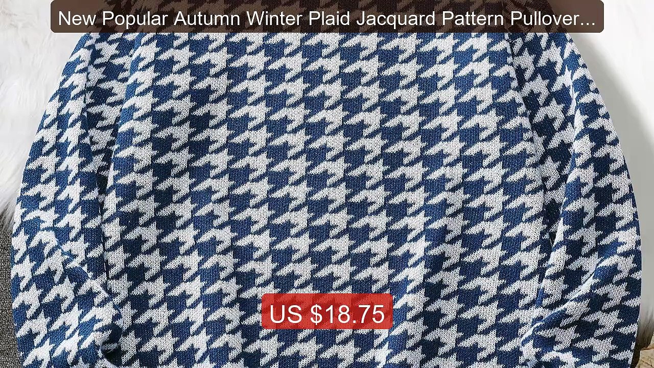 New Popular Autumn Winter Plaid Jacquard Pattern Pullover Swea... -- Best Buy 2026 | Great Quality!