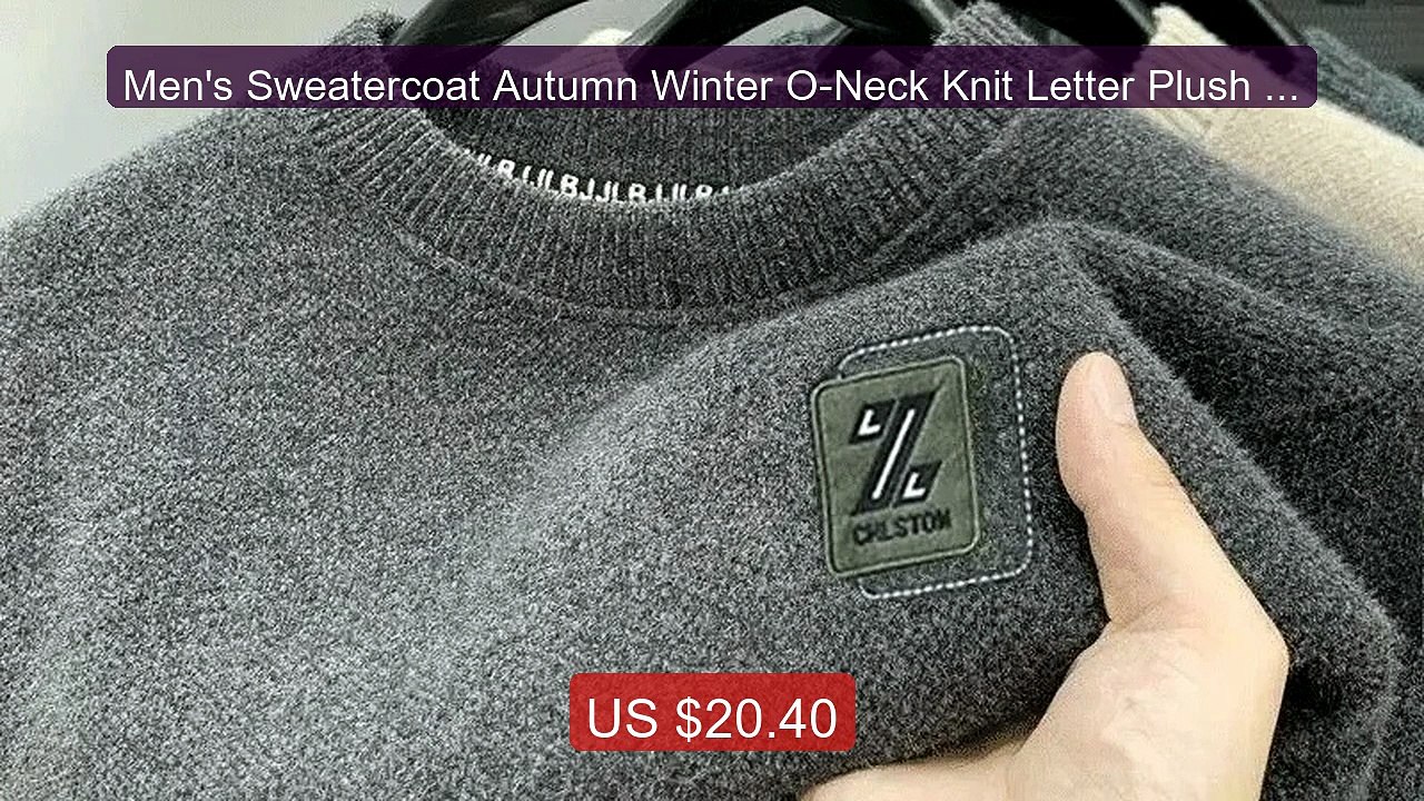 Men's Sweatercoat Autumn Winter O-Neck Knit Letter Plush Fleece Li... -- Best Deal 2026 | Shop Now!
