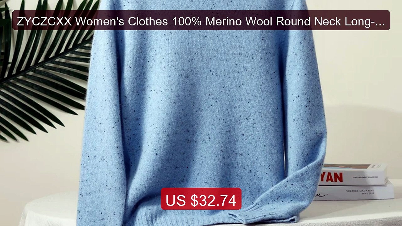 ZYCZCXX Women's Clothes 100% Merino Wool Round Neck Long-Sl... -- Top Pick 2026 | Unbeatable Price!